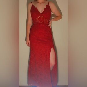Dark Red Floral Prom Dress | Size 5